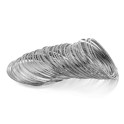 70pcs Silver Flower Mixed Metal Vintage Bangles Set