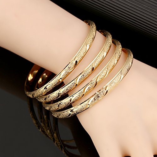 Set of 4 Dubai Gold Bangles Bracelets