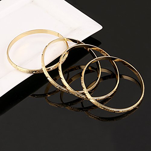 Set of 4 Dubai Gold Bangles Bracelets