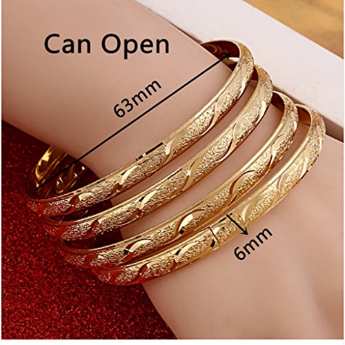 Set of 4 Dubai Gold Bangles Bracelets