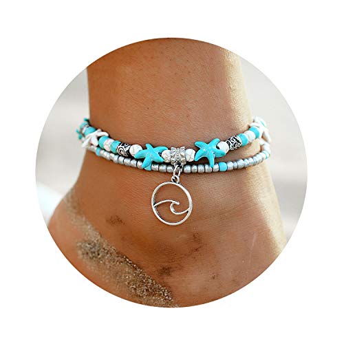 Boho Starfish Turtle Multilayer Anklet Bracelet