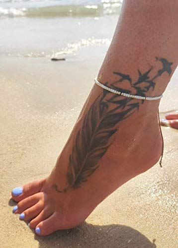 Adjustable White & Silver Beaded Plus Size Anklet