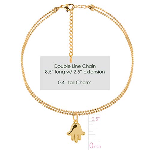 Hamsa Hand Gold Double Line Anklet Bracelet
