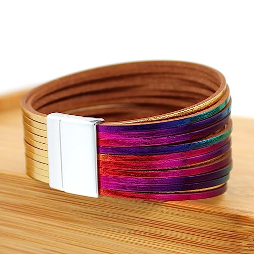 Boho Multi-Layer Leather Wrap Bracelet - Golden Gradient