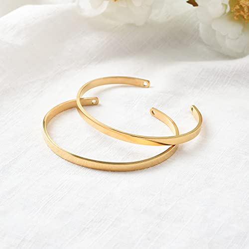 Heart Gold Cuff Bracelet Set for Women