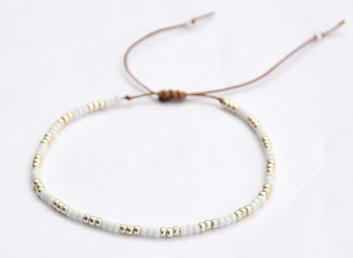 Adjustable White & Silver Beaded Plus Size Anklet