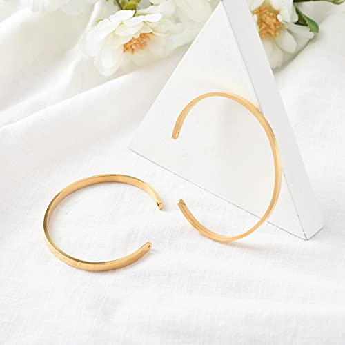 Heart Gold Cuff Bracelet Set for Women