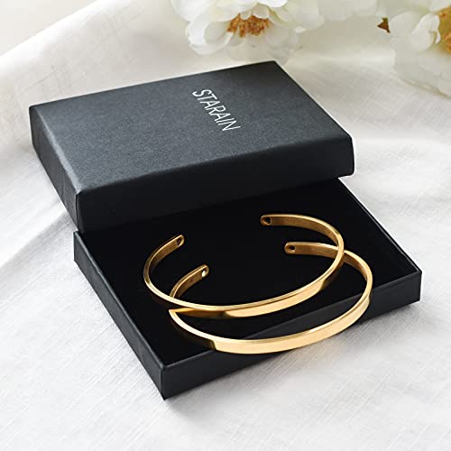 Heart Gold Cuff Bracelet Set for Women