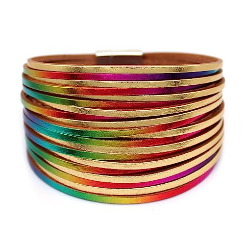 Boho Multi-Layer Leather Wrap Bracelet - Golden Gradient