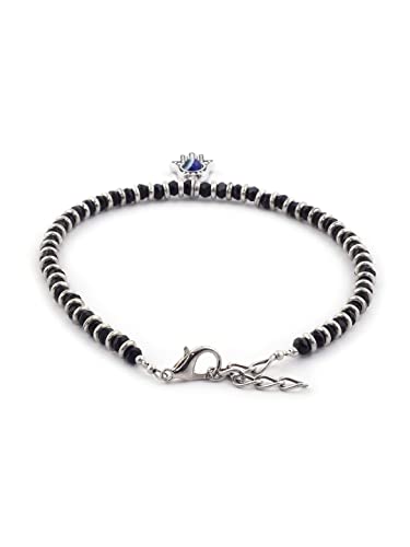 Evil Eye Hamsa Hand Black Bead Anklet Set