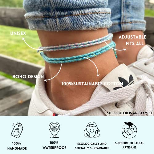 Boho Surfer Ankle Bracelet Set - Handmade Jewelry