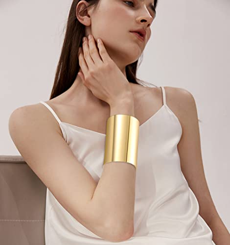 Gold Cuff Bangle Bracelets for Women - Set of 2