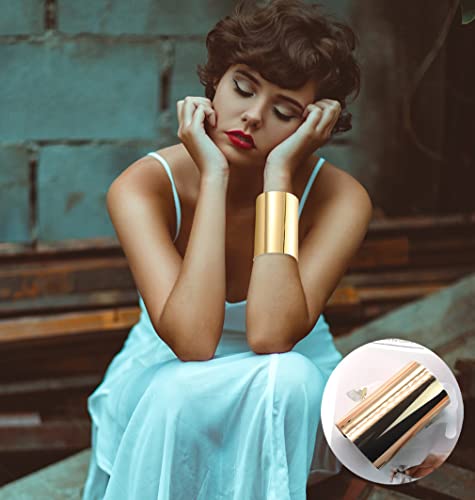 Gold Cuff Bangle Bracelets for Women - Set of 2