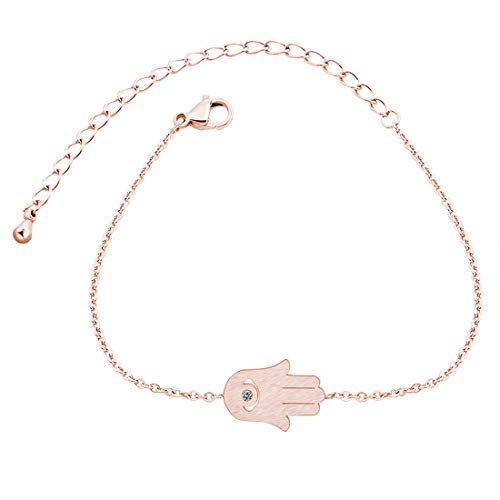 Rose Gold Hand of Fatima Link Bracelet Anklet