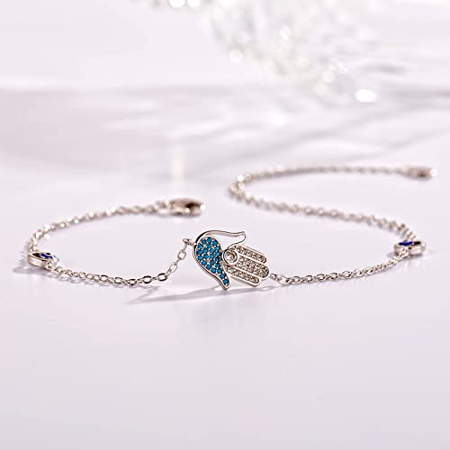 Adjustable 14K White Gold Evil Eye Anklet