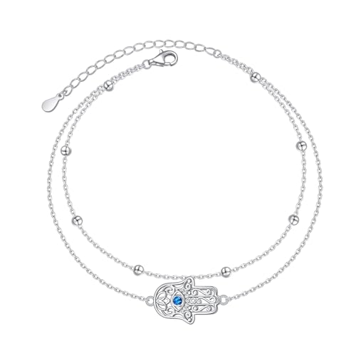 Adjustable S925 Sterling Silver Evil Eye Anklet
