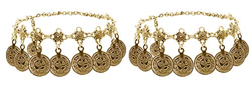 Boho Coin Anklet Bracelet with Tassel Charm