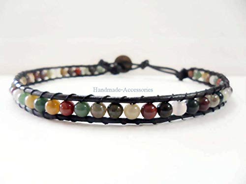 Handmade Jasper Stone Leather Anklet for All