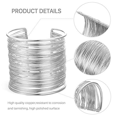 Moroccan Silver Open Cuff Wire Bracelet for Women
