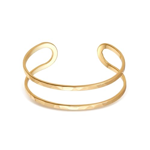 Gold Hollow Wide Cuff Bracelet for Women