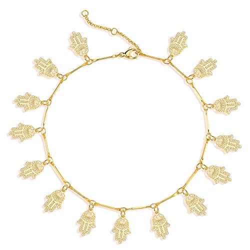 Dainty Gold Hamsa Anklet for Women