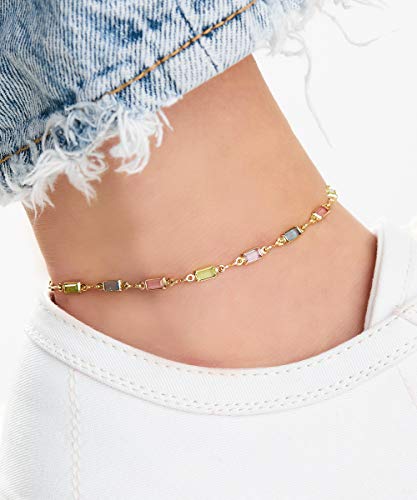 Multi-Color Crystal 18K Gold Plated Anklet