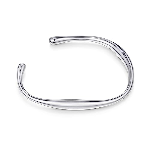 Dainty Silver Teardrop Cuff Bracelet for Women