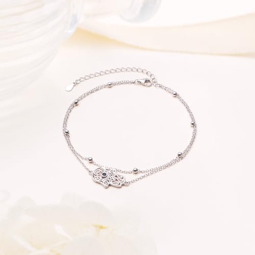 Adjustable S925 Sterling Silver Evil Eye Anklet