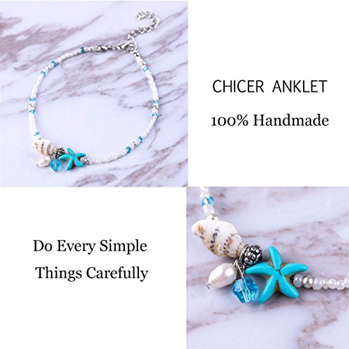 Boho Starfish Anklet with Beaded Shell Design
