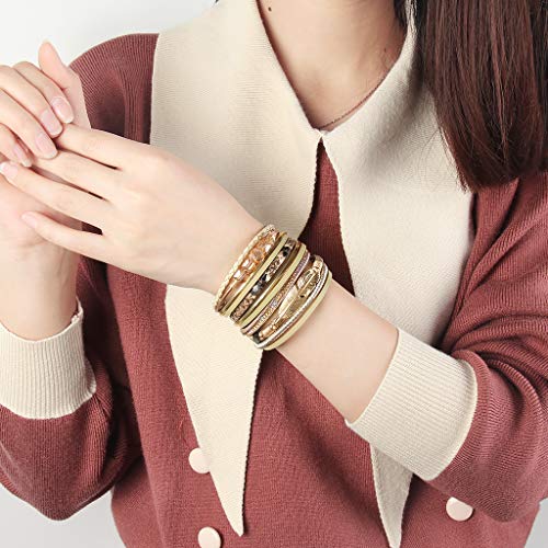 Bohemian Multilayer Leather Feather Cuff Bracelet