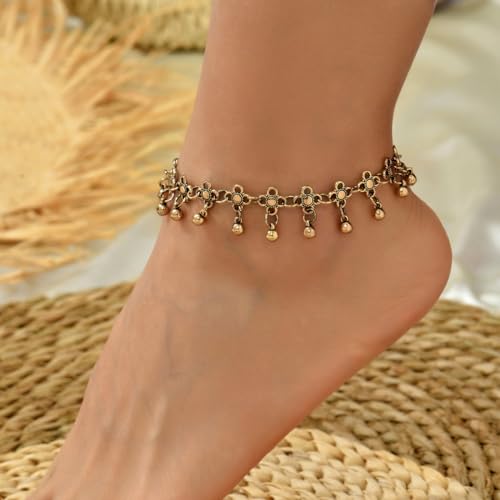 Elegant 18K Gold Flower Waterproof Ankle Bracelet