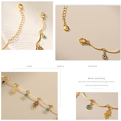 Hamsa Hand Anklet with Evil Eye Charm