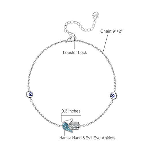 Adjustable 14K White Gold Evil Eye Anklet