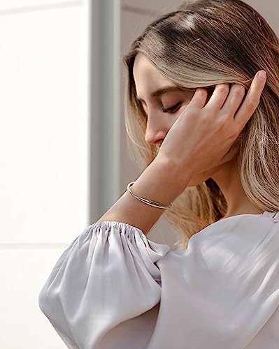 Dainty Silver Teardrop Cuff Bracelet for Women