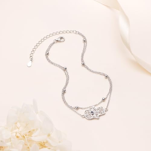 Adjustable S925 Sterling Silver Evil Eye Anklet