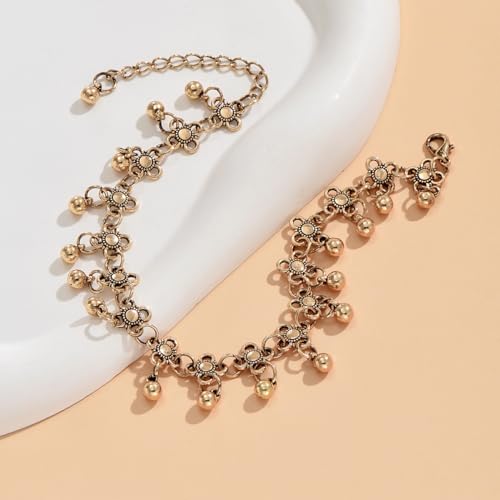 Elegant 18K Gold Flower Waterproof Ankle Bracelet