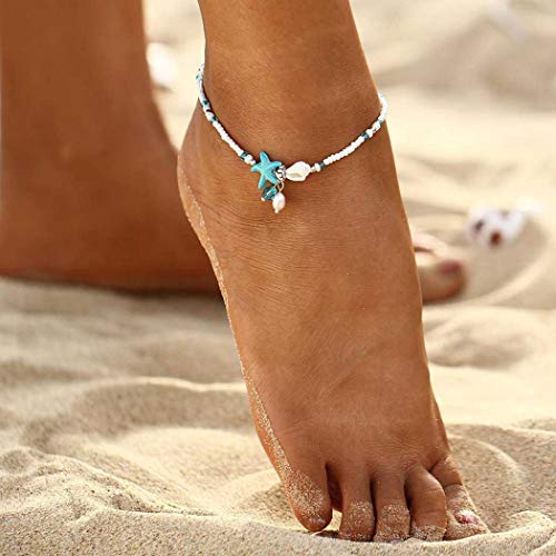 Boho Starfish Anklet with Beaded Shell Design