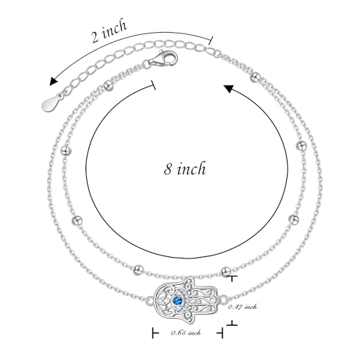 Adjustable S925 Sterling Silver Evil Eye Anklet