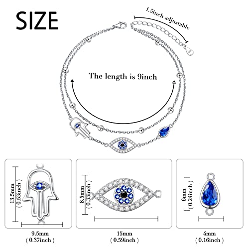 Double Layered Evil Eye Hamsa Hand Anklet
