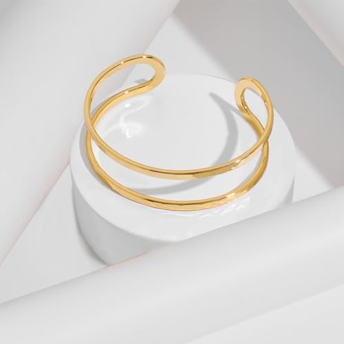 Gold Hollow Wide Cuff Bracelet for Women