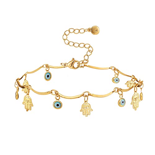 Gold Plated Evil Eye Hamsa Anklet Bracelets