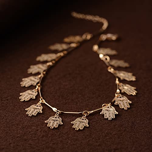 Dainty Gold Hamsa Anklet for Women