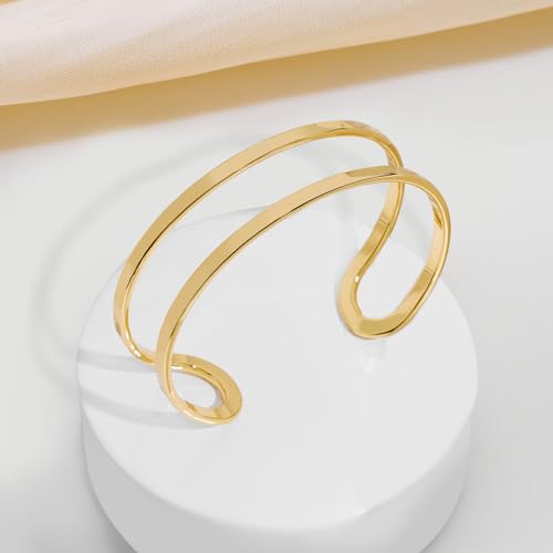 Gold Hollow Wide Cuff Bracelet for Women