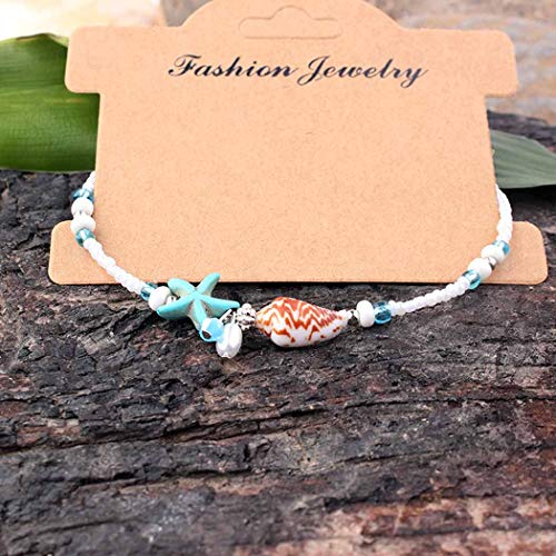 Boho Starfish Anklet with Beaded Shell Design