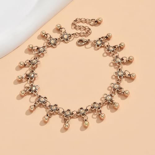 Elegant 18K Gold Flower Waterproof Ankle Bracelet