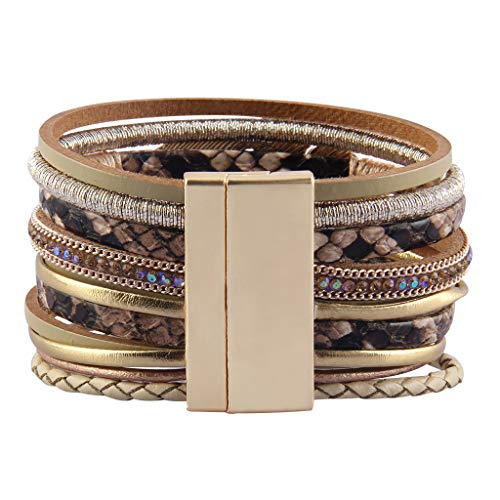 Bohemian Multilayer Leather Feather Cuff Bracelet