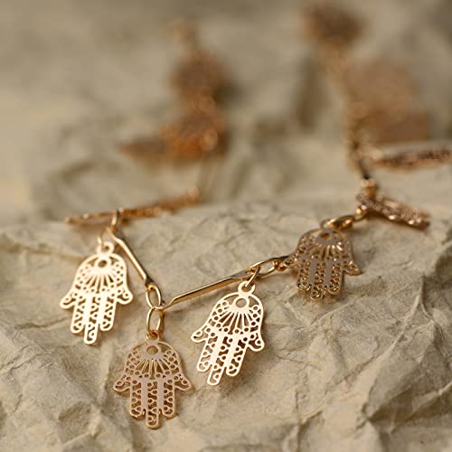 Dainty Gold Hamsa Anklet for Women