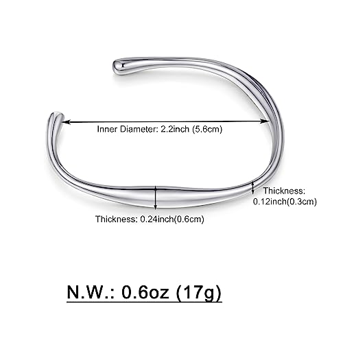 Dainty Silver Teardrop Cuff Bracelet for Women