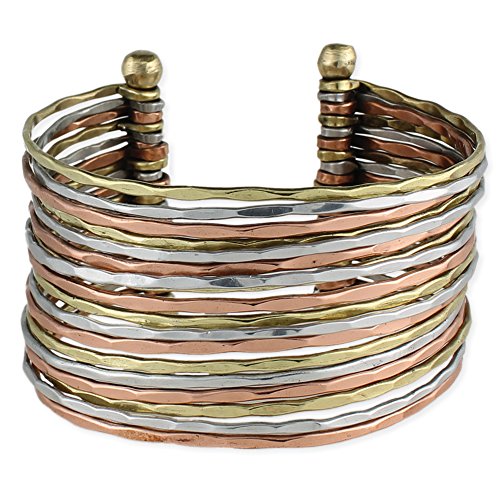 Mixed Metal Hammered Cuff Bracelet for All Sizes