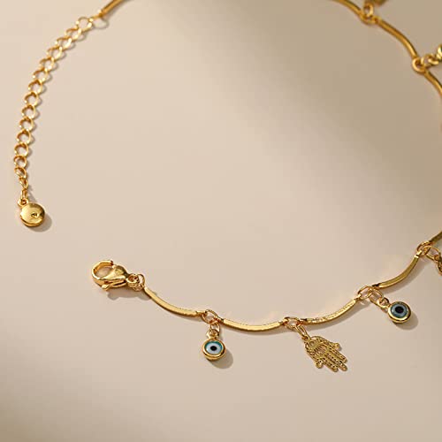 Gold Plated Evil Eye Hamsa Anklet Bracelets